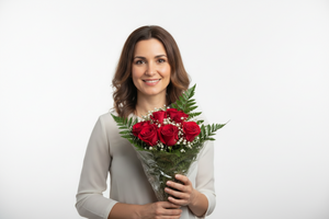 Fresh long-stem roses prepared for Valentine's Day pickup at our Virginia Beach boutique.