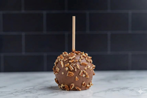 Belgian milk chocolate turtle apple with hand-poured caramel and fresh pecans, an indulgent artisan chocolate gift