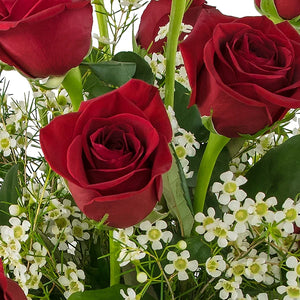 Fresh long-stem roses prepared for Valentine's Day pickup at our Virginia Beach boutique.